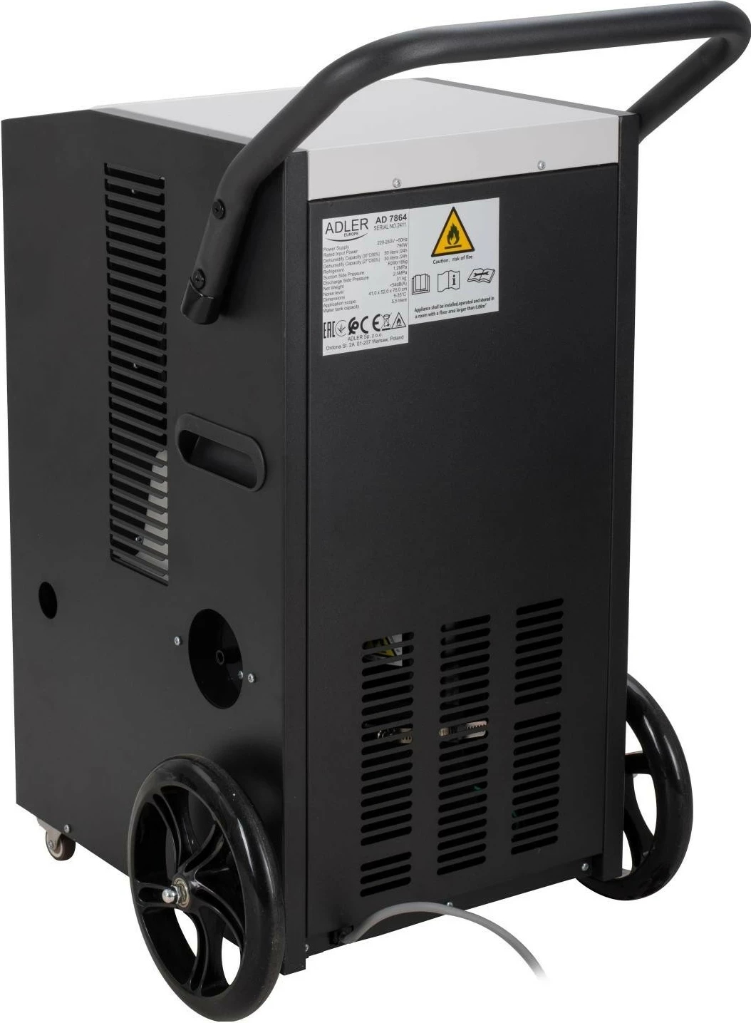 Osuese ajri Adler AD 7864, industriale, me rrota, 50L/ditë, e zezë