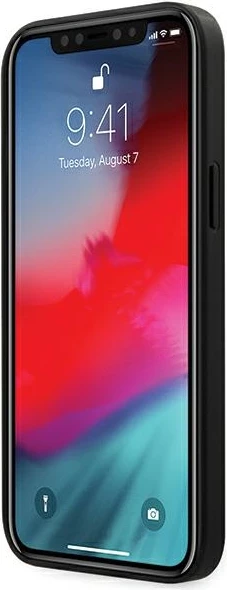 Mbështjellës Ferrari FEOGOHCP12LBK për iPhone 12 Pro Max 6.7", hardcase, lëkurë natyrale, i zi