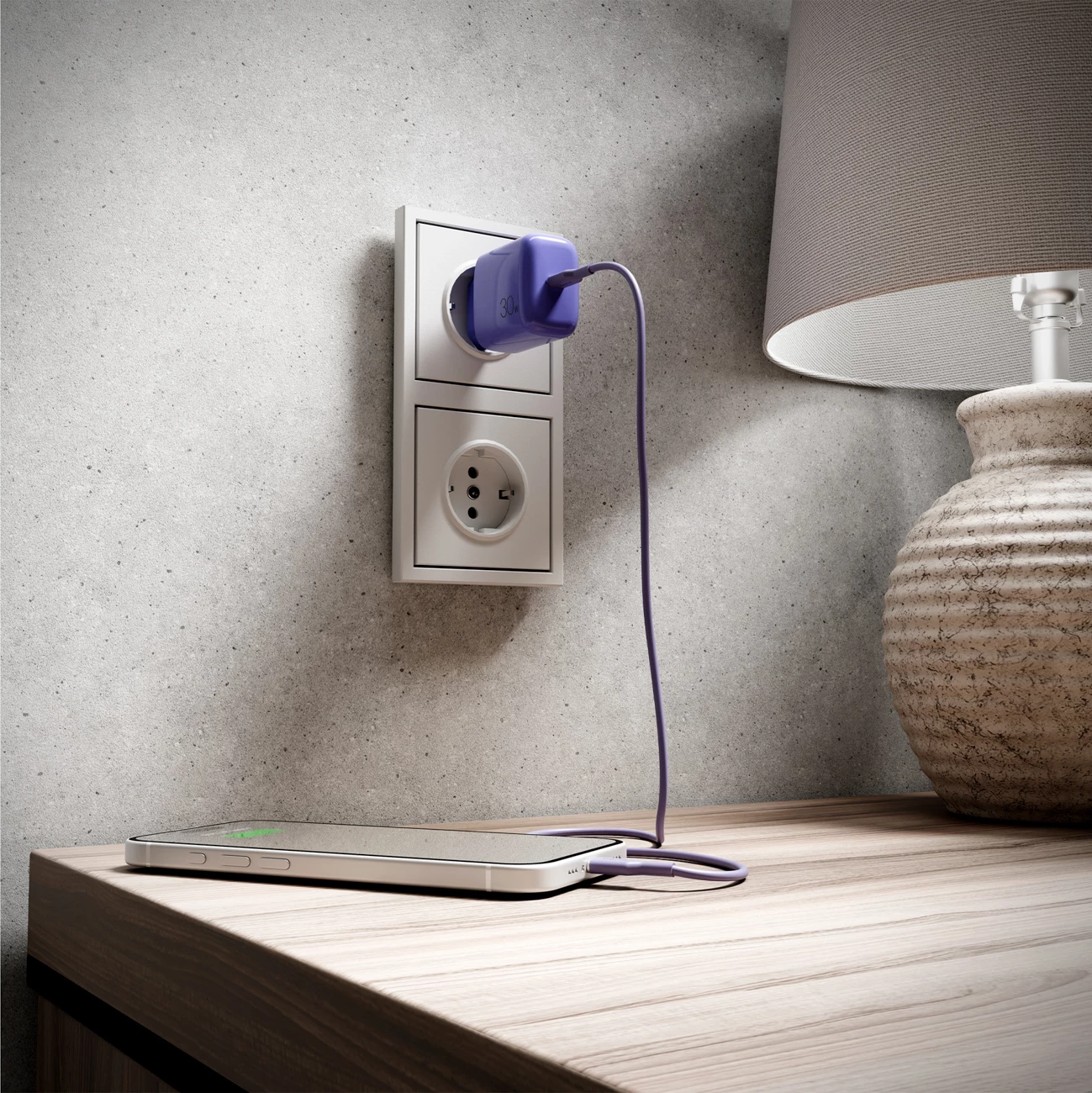 Kabllo USB-C në USB-C Puro ICON 1.5m, vjollcë