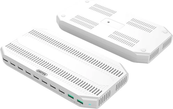 Stacion karikimi Unitek Y-2190, 10 porta USB, QC3.0, USB-C, Bardhë