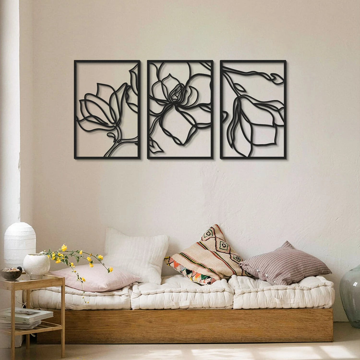 Aksesor dekorativ metalik për mur, Wallity, Floral Line, APT529MS