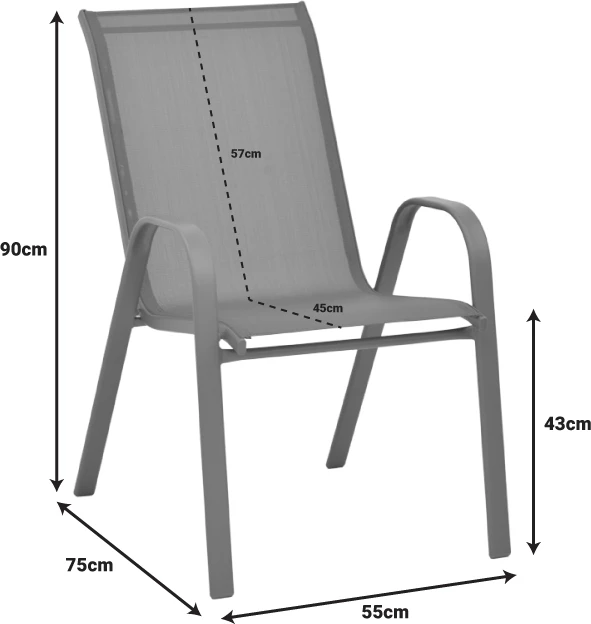 Tavolinë me karrige për terasë, ngjyrë e zezë, Φ60x70cm