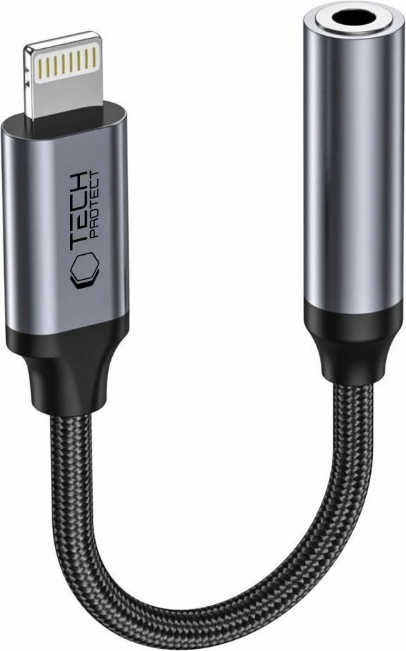 Adapter audio Tech-Protect UltraBoost, Lightning në 3.5mm, i zi