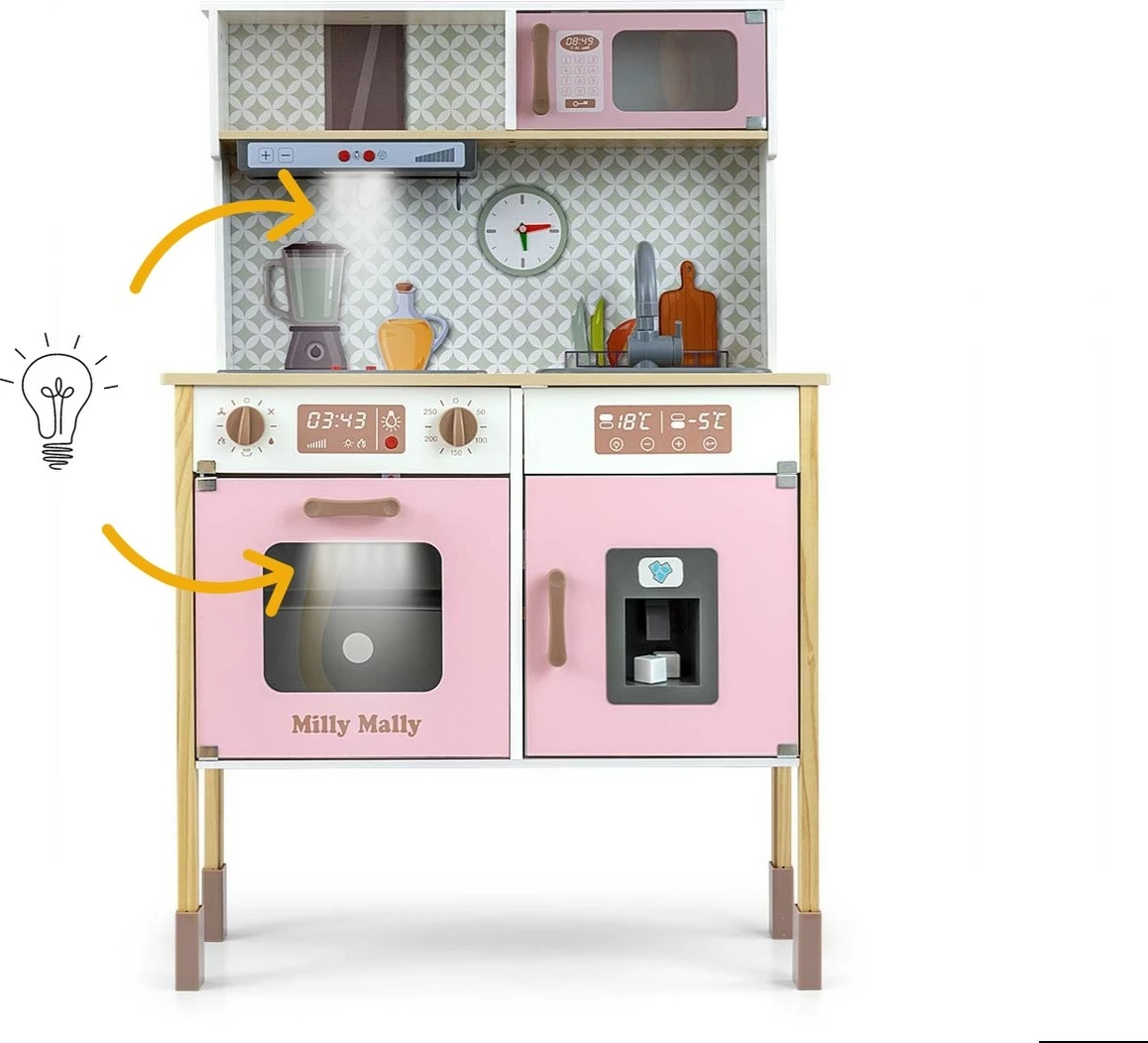 Set kuzhine druri Milly Mally Bjorn Pink me aksesorë, Rozë