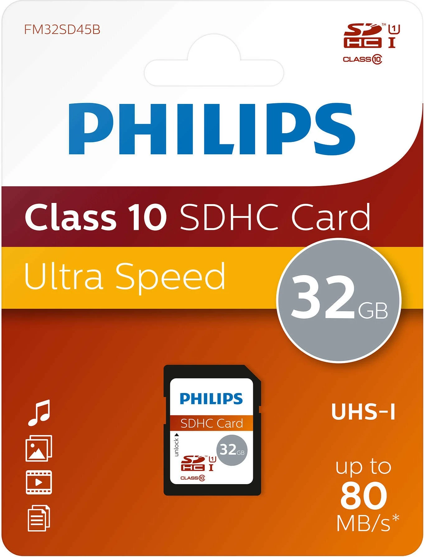 Kartelë memorie Philips FM32SD45B/10 SDHC 32GB Class 10 UHS-I multikolor