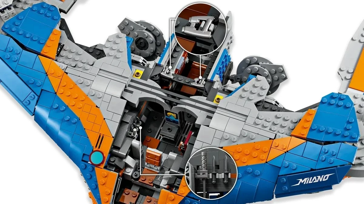 Set LEGO Marvel 76286 Milano Spaceship, 5 minifigura, Blu dhe Portokalli