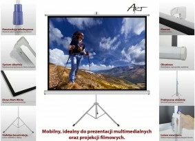 Ekran projekcioni ART ER T72 4:3, 72", 145x110cm, me stativ, Manual