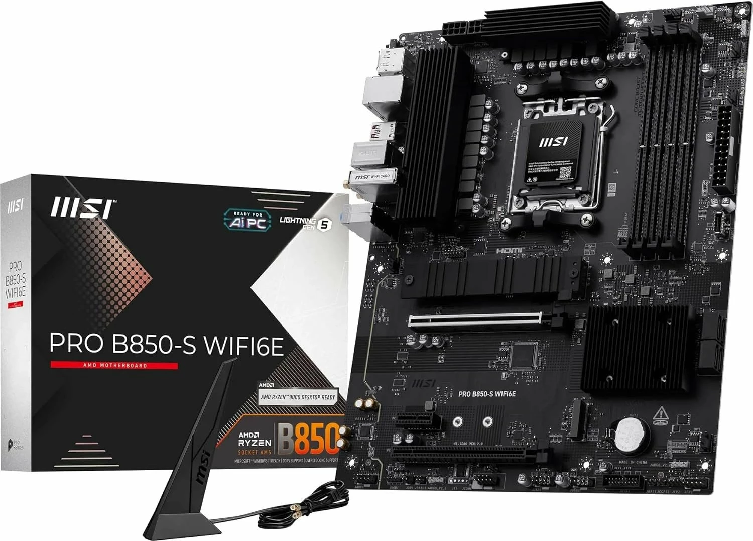 Pllakë amë MSI PRO B850-S WIFI6E, AM5 ATX, DDR5 deri 256GB, Wi‑Fi 6E, 2.5G LAN, e zezë