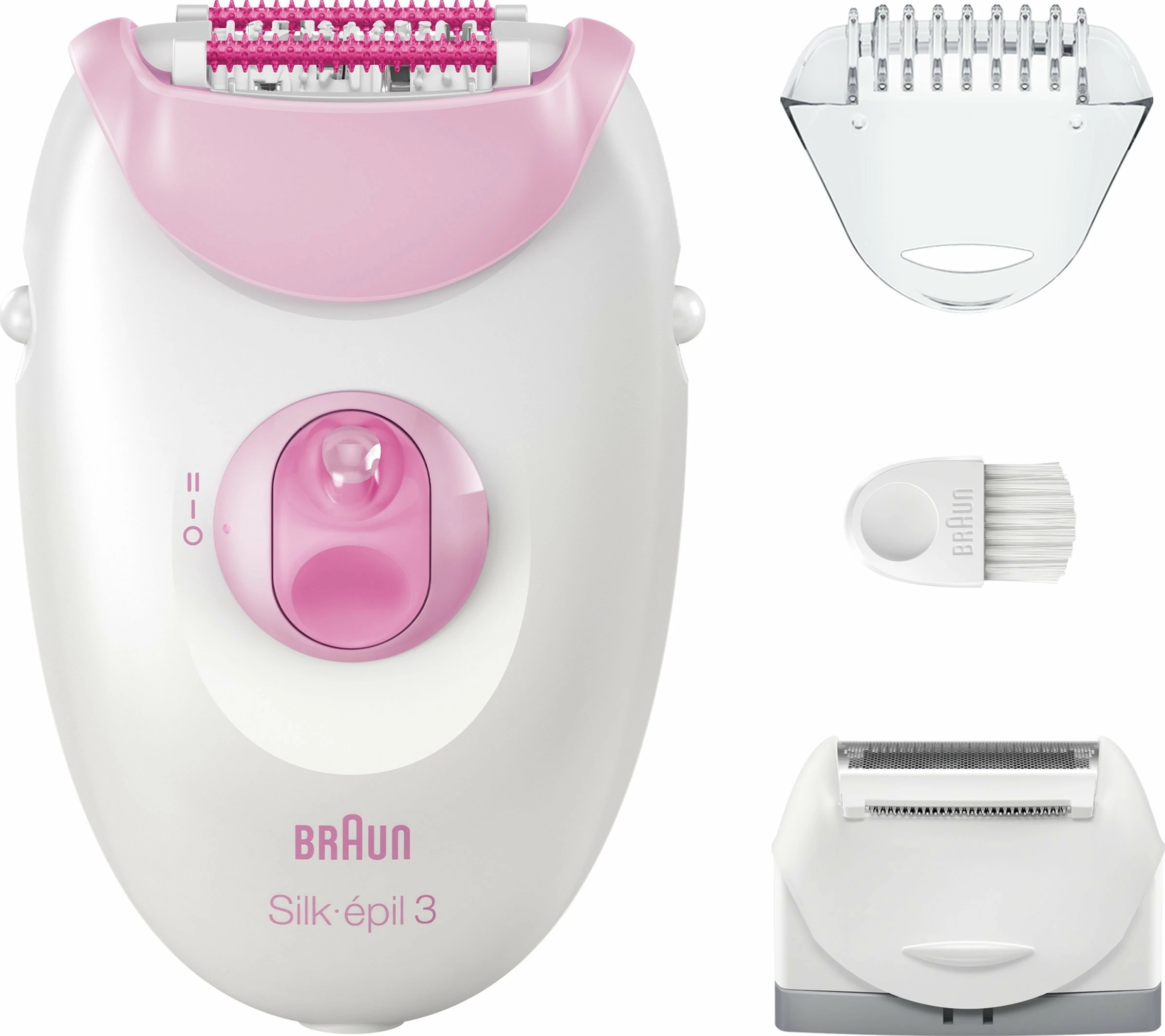 Depilator Braun Silk-épil 3 3-031, 20 pinceta, SmartLight, 2 shpejtësi, me aksesorë, rozë/bardhë
