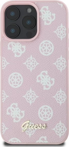 Mbështjellës Guess Peony Script MagSafe për iPhone 16 Pro Max, Rozë