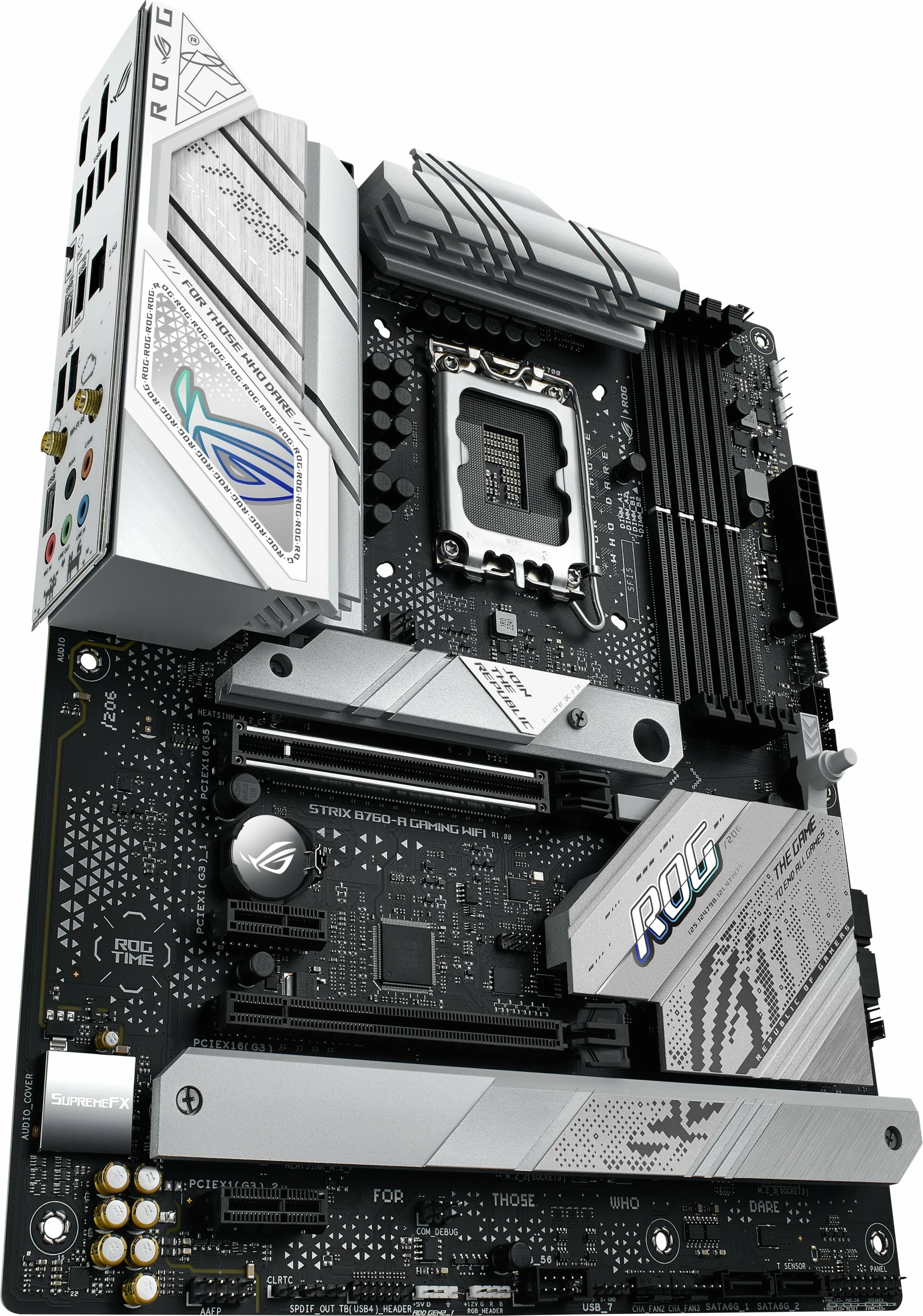 Pllakë amë ASUS ROG STRIX B760-A GAMING WIFI, Intel LGA 1700, DDR5, ATX, Wi-Fi, bardhë/argjend