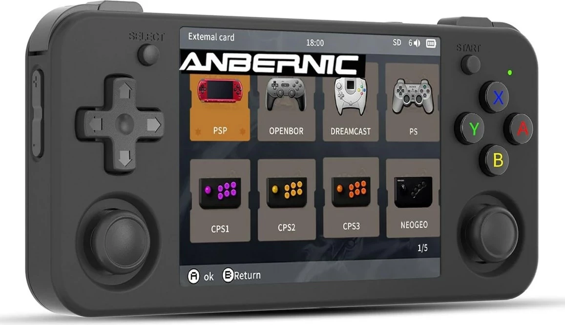 Konsolë portative ANBERNIC RG35XX H, 64 GB, E zezë