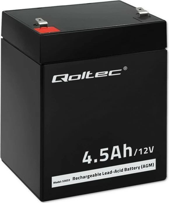 Bateri AGM Qoltec 53033, 4.5Ah, 12V, e zezë