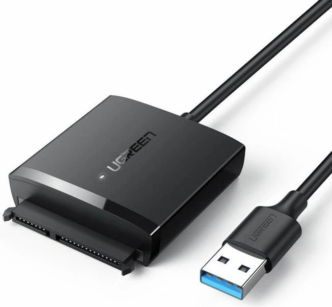 Adapter USB 3.0 në SATA UGREEN 60561, deri 12 TB, 5 Gbps, UASP, për HDD/SSD 2.5\"/3.5\", i zi, me kuti