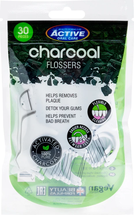 Flossers Beauty Formulas Charcoal Flossers 30 copë