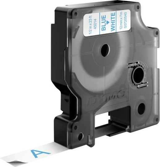 Shirit etiketime, Dymo, D1 45014 (S0720540), 12 mm x 7 m, blu mbi të bardhë