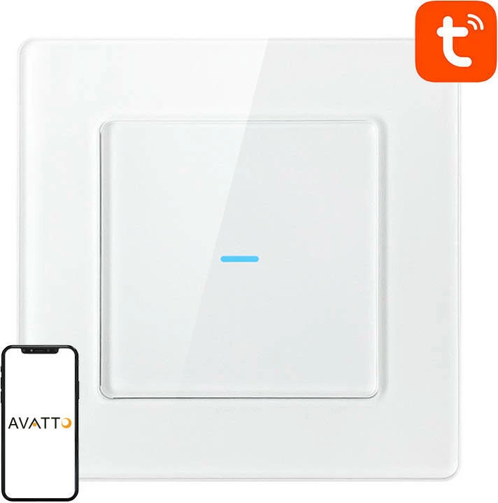 Switch i mençur Avatto N-TS10-W1, WiFi, 1 buton, TUYA, i bardhë