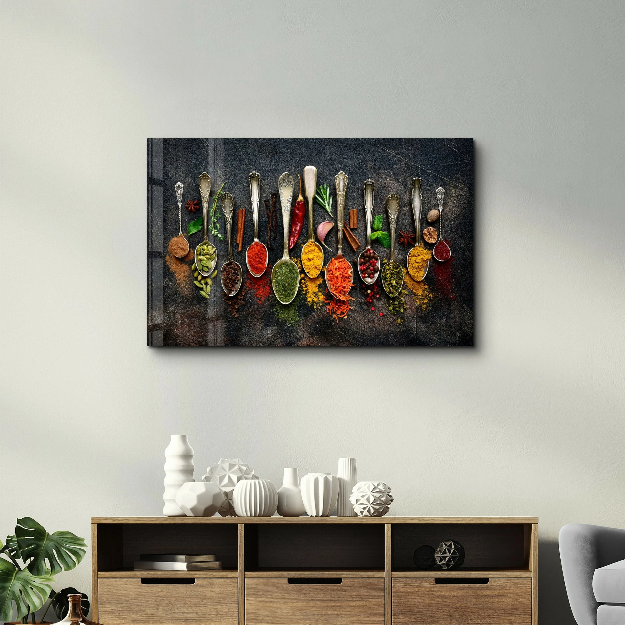 Pikturë dekorative prej xhami të temperuar, shumëngjyrëshe, CAM-5027, 46x72cm