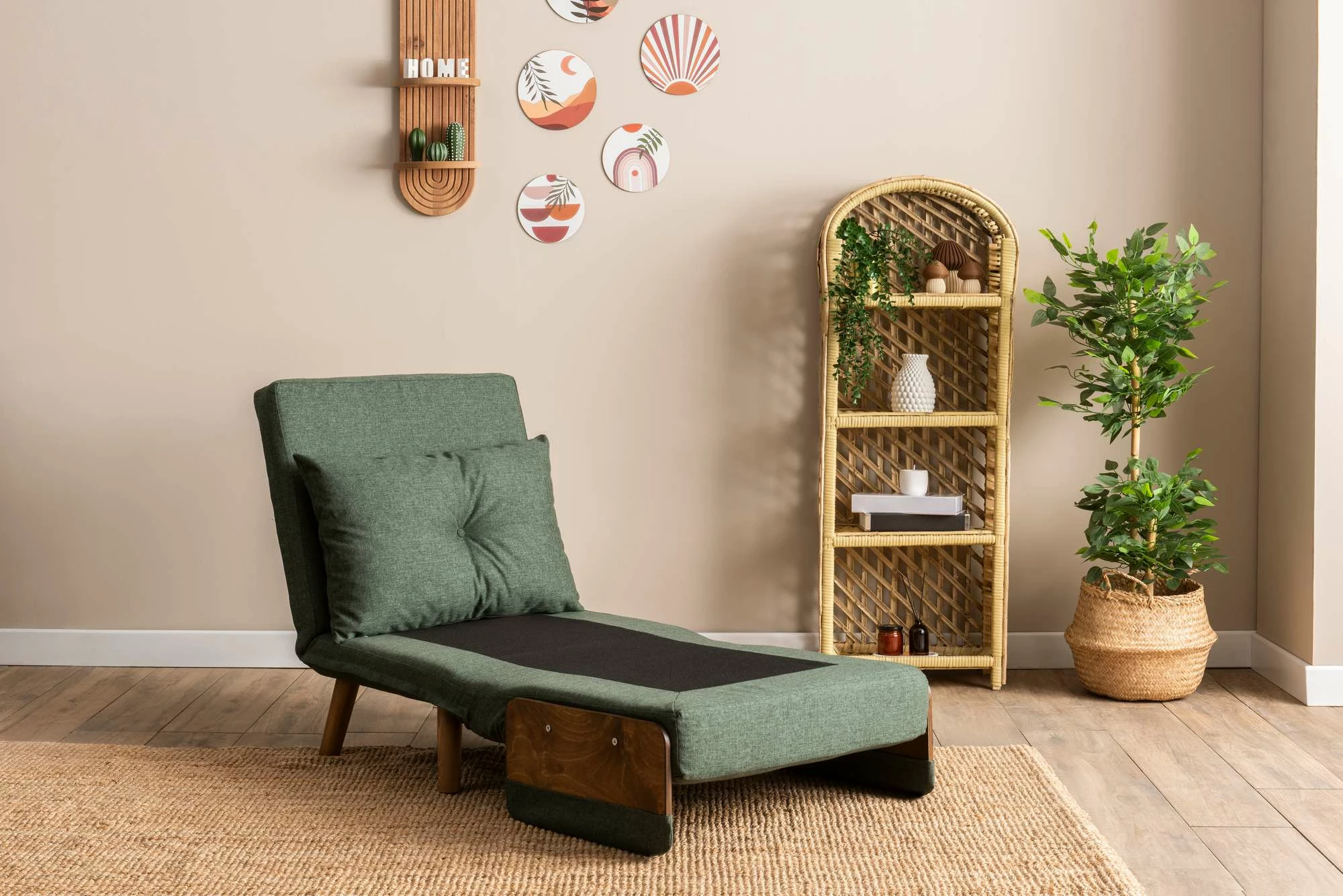 Krevat-karrige një vendës, Atelier del Sofa, Cosmo Single, ngjyrë e gjelbër