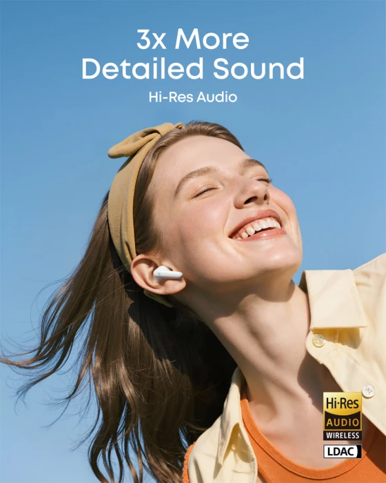 Kufje ANKER Soundcore R60i NC wireless, ANC -52 dB, Hi-Res LDAC, Bluetooth 6.1, IP55, të bardha, me kuti karikimi