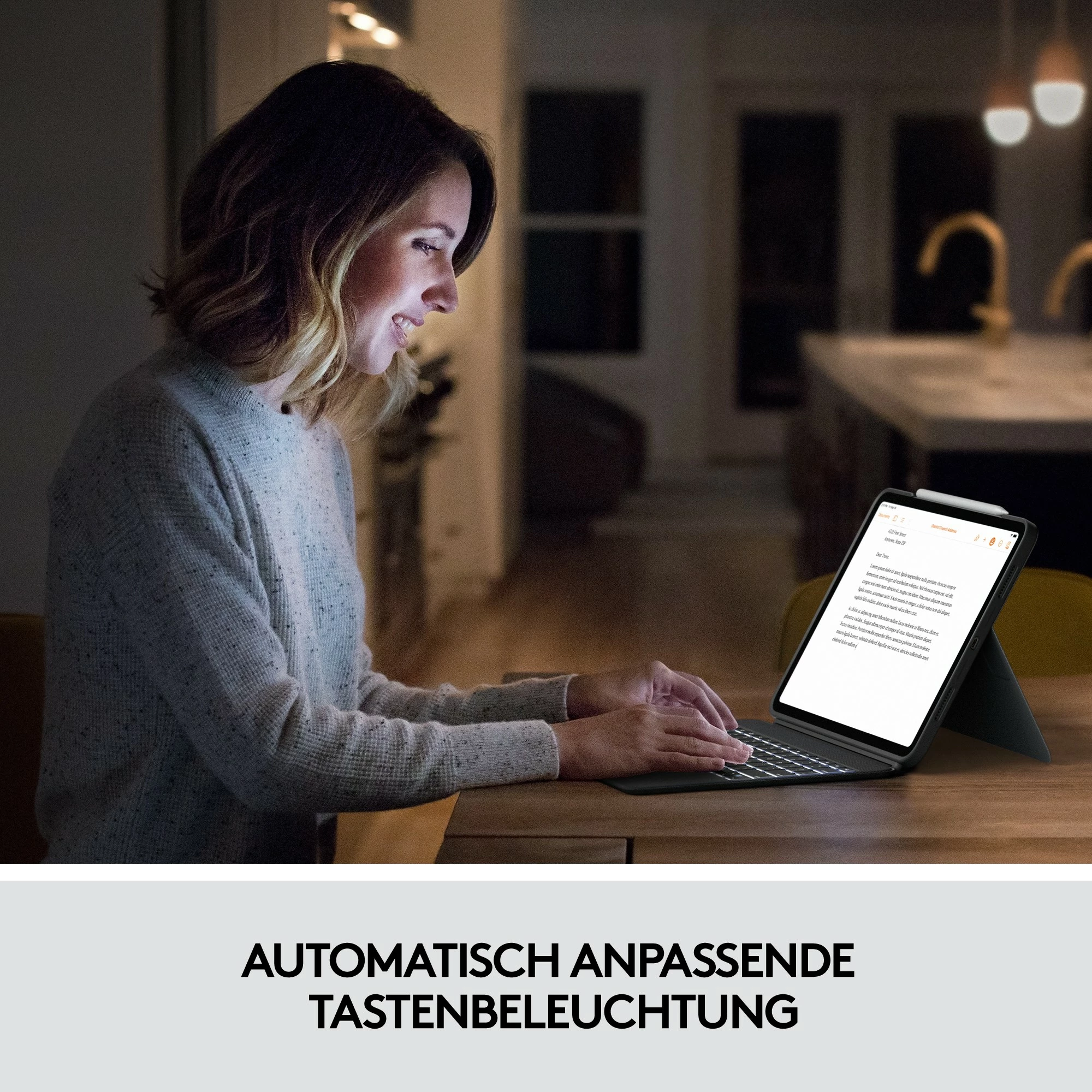 Mbështjellës me tastierë Logitech Combo Touch për iPad Pro 12.9, QWERTZ, Oxford Grey