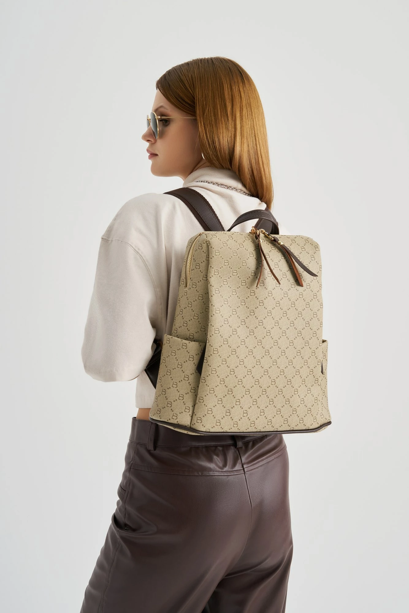 Çantë shpine Lucky Bees, krem dhe kafe, 359 v2