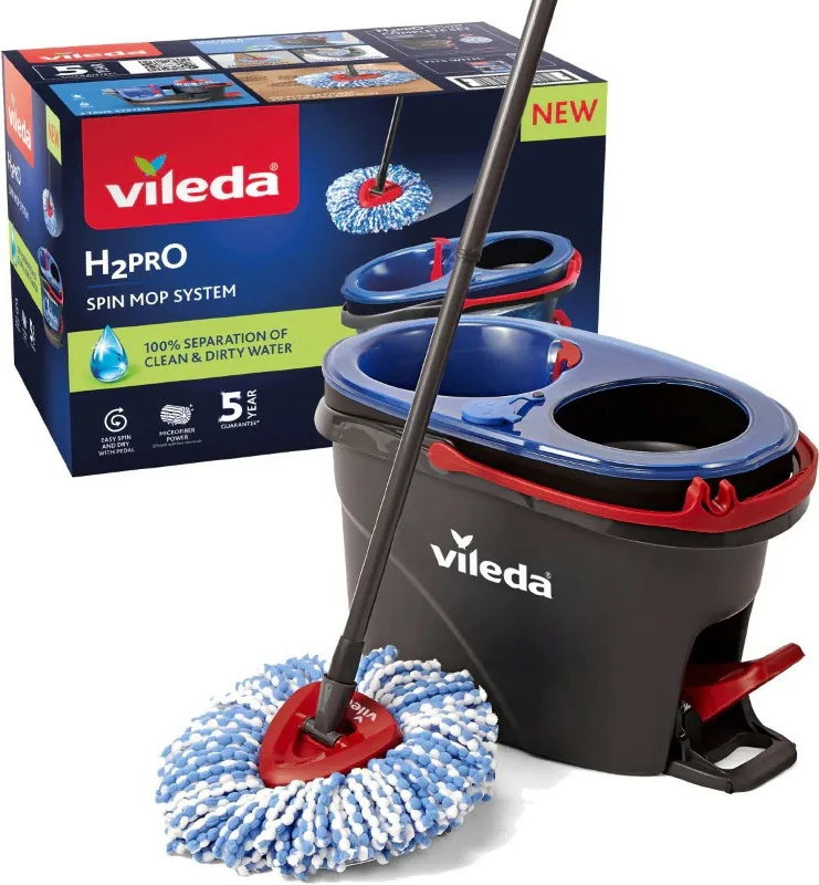 Mop Vileda H2Pro Spin me kovë dy dhoma, 178332, zi/blu/kuqe