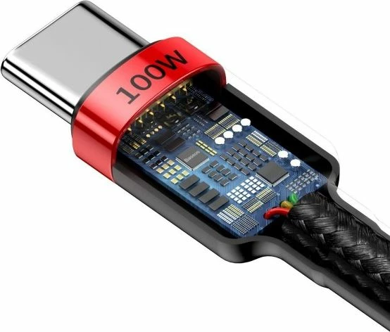 Kabel USB-C në USB-C Baseus BSU1520REDBLK 2 m 100W USB 3.0, zi/kuq