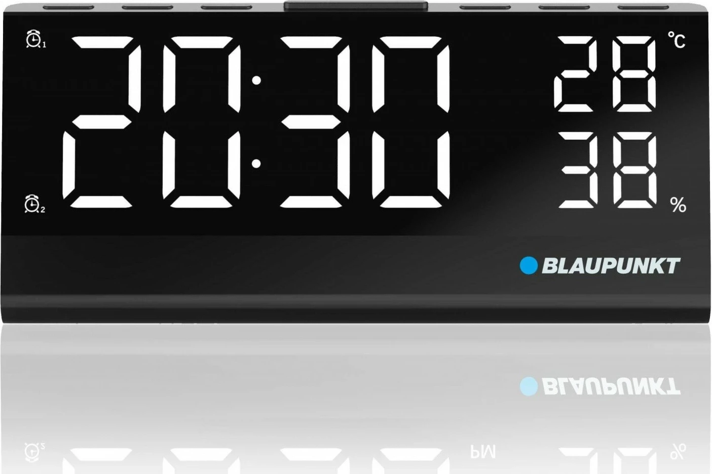Orë alarmi me radio Blaupunkt CR10ALU, sensor temperature dhe lagështie, e zezë