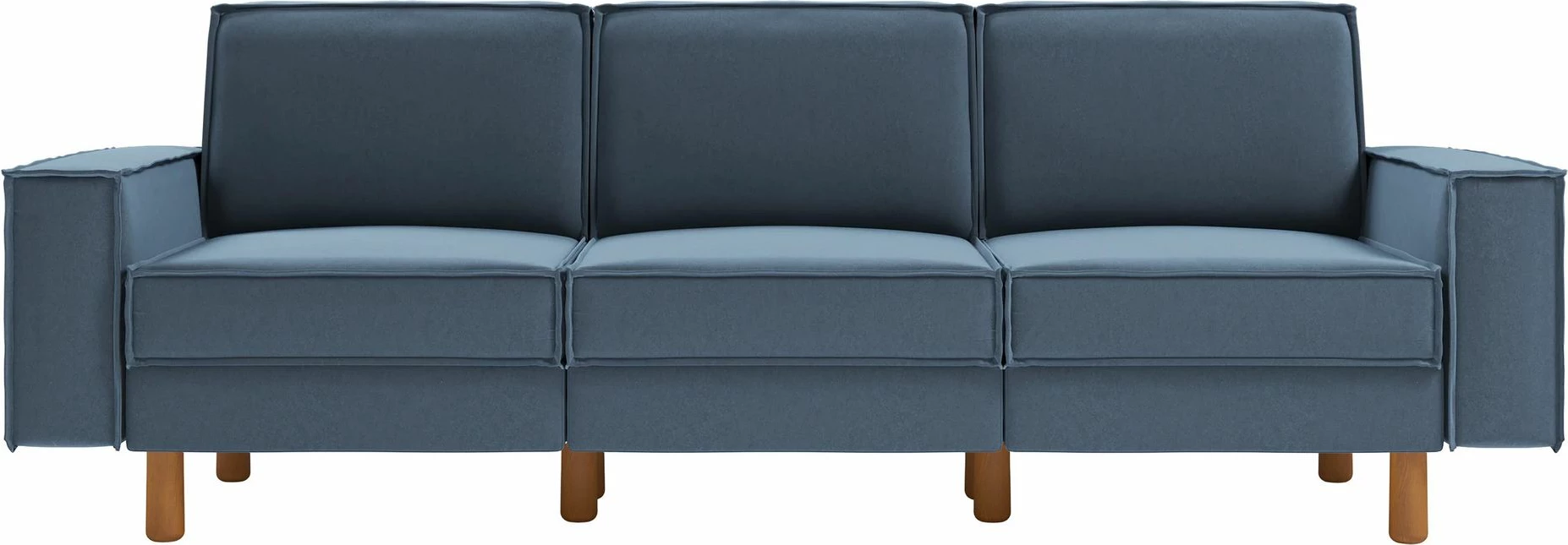 Divan treshe Atelier del Sofa, Ocean Blue, këmbë dru arre