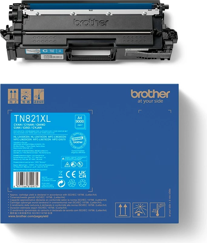 Toner Brother TN-821XLC, 9000 faqe, Cyan, 1 pc