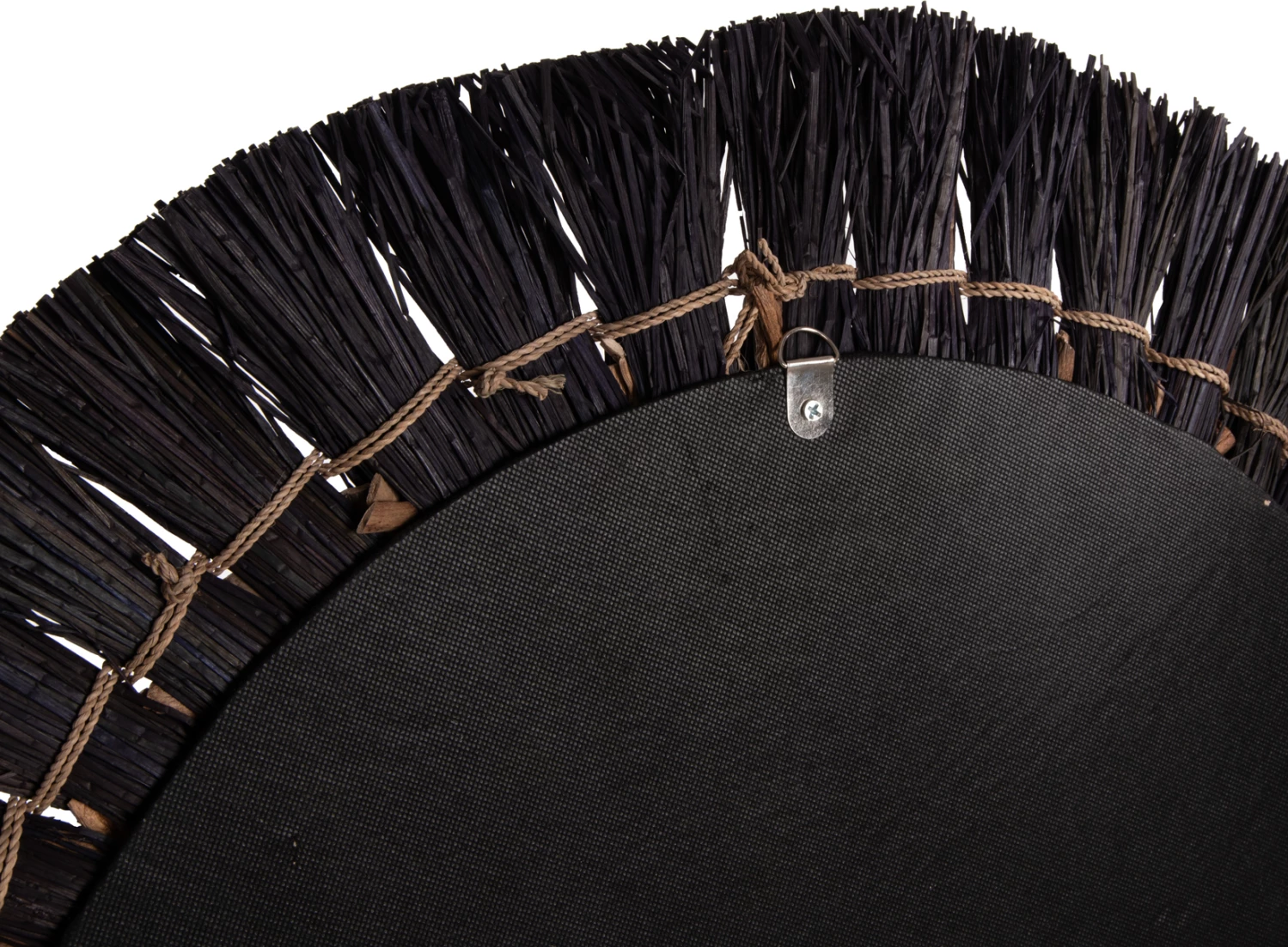 Pasqyrë e rrumbullakët për mur, FH7832, kornizë bari Mendong, ngjyrë e zezë dhe natyrale, Φ70cm