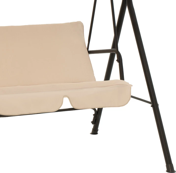 Luhatëse kopshti metalike, ngjyrë e zezë, pëlhurë bezhë, 170x110x153cm