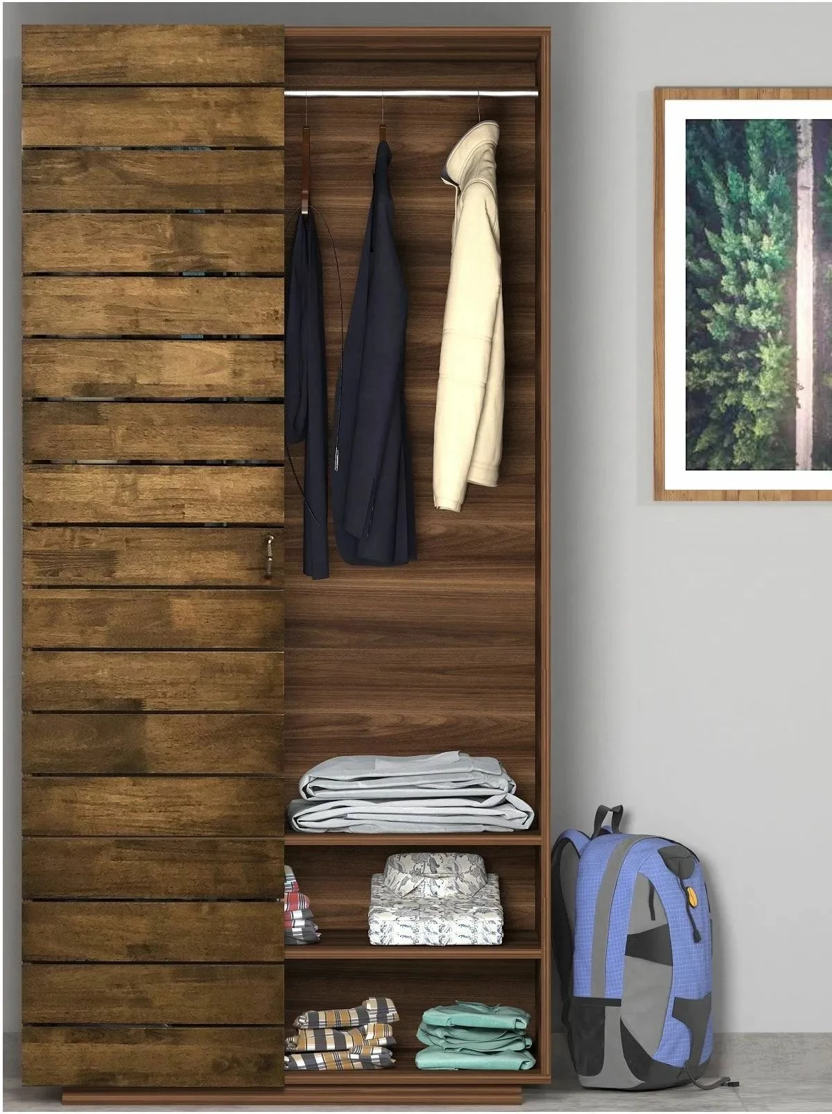 Dollap rrobash Skye Decor, Rb-167, ngjyrë kafe, 90x187x48 cm