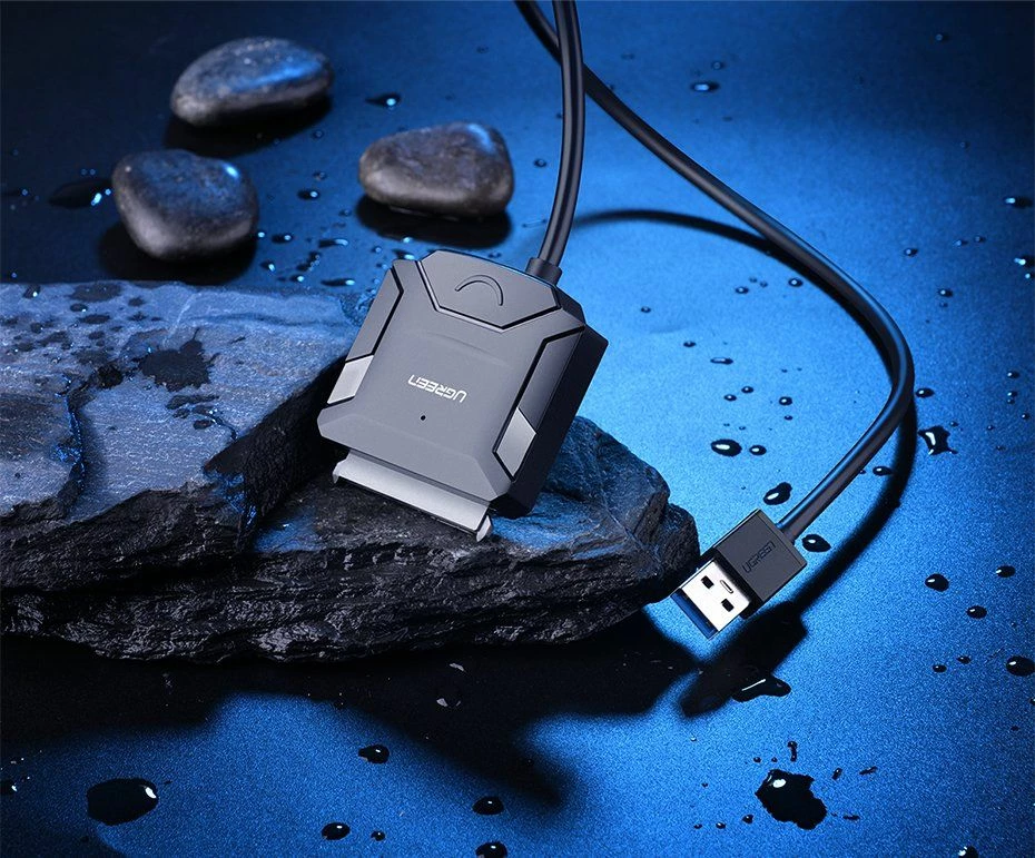 Adapter USB 3.0 në SATA Ugreen Pocket për disqe 2.5\"/3.5\" deri 4TB, i zi