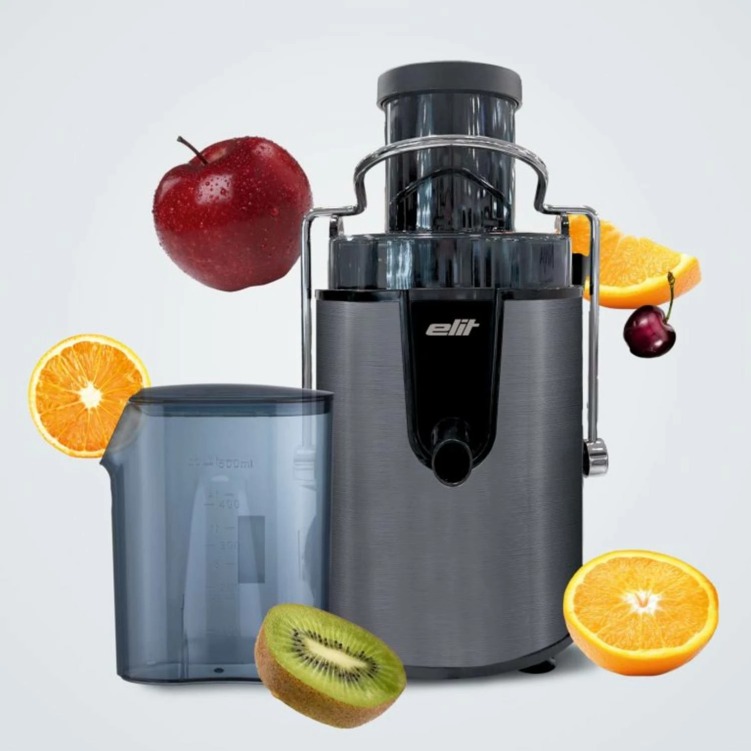 Shtrydhëse frutash Elit Vitajuice 400B, 400-450 W, 2 shpejtësi, 800 ml/1500 ml, inox/zi