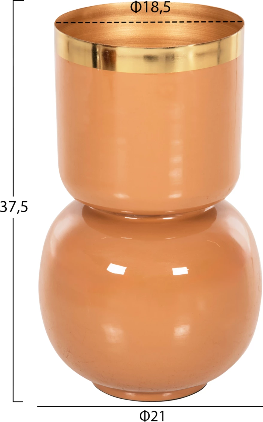 Vazo tavoline LINGON FH4233.09 metalike, ngjyrë salmon-ari, Φ21x37.5H cm