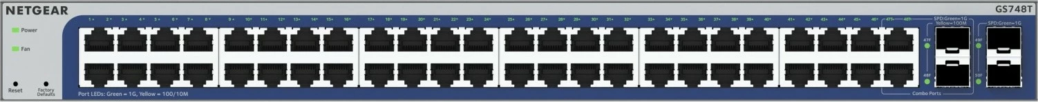 Switch i menaxhuar Netgear GS748T-600EUS, 48 porte Gigabit, 4 porte SFP, Rackmount