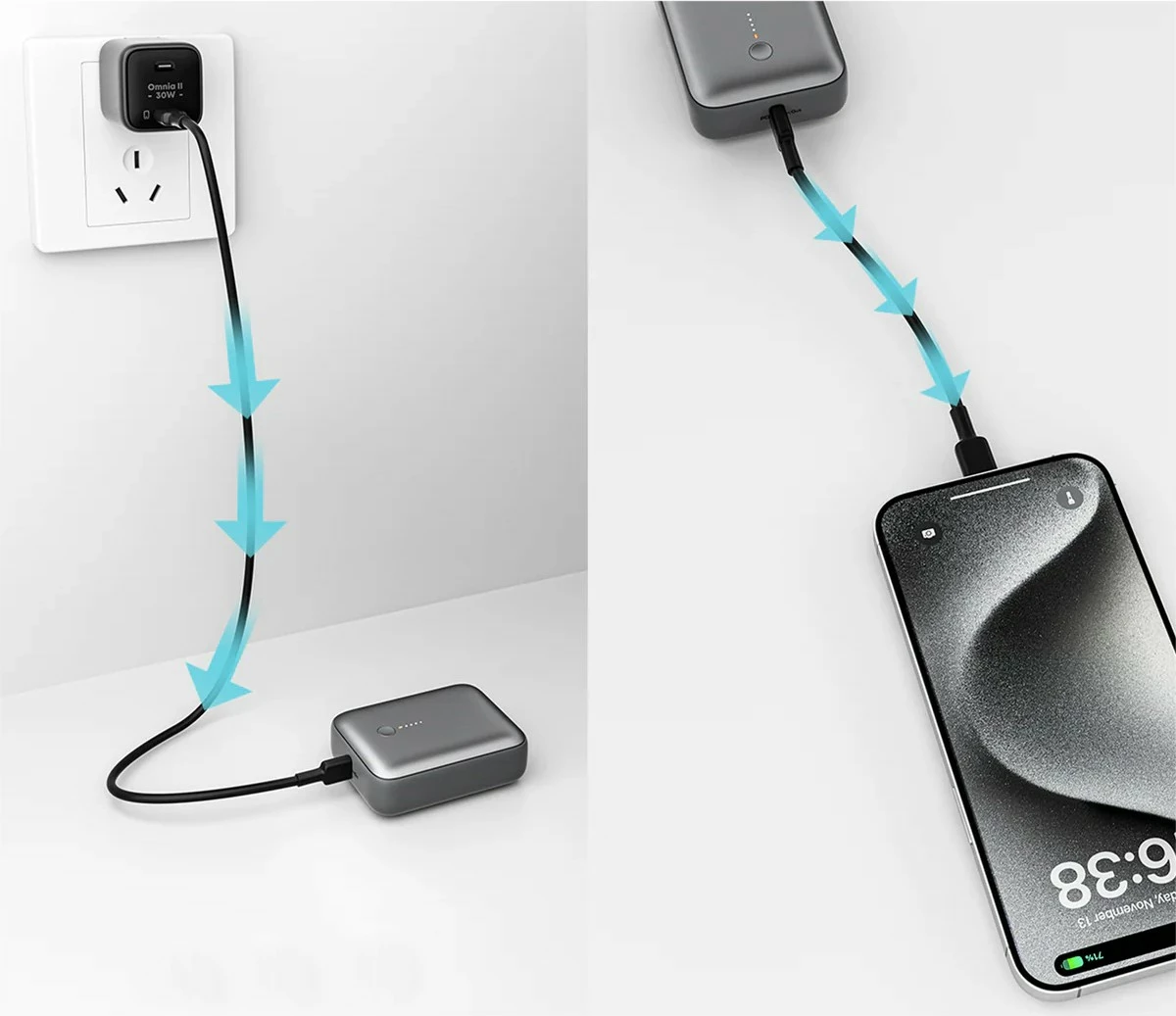 Power bank AUKEY PB-Y55, 10000mAh, 22.5W, 2xUSB, Gri