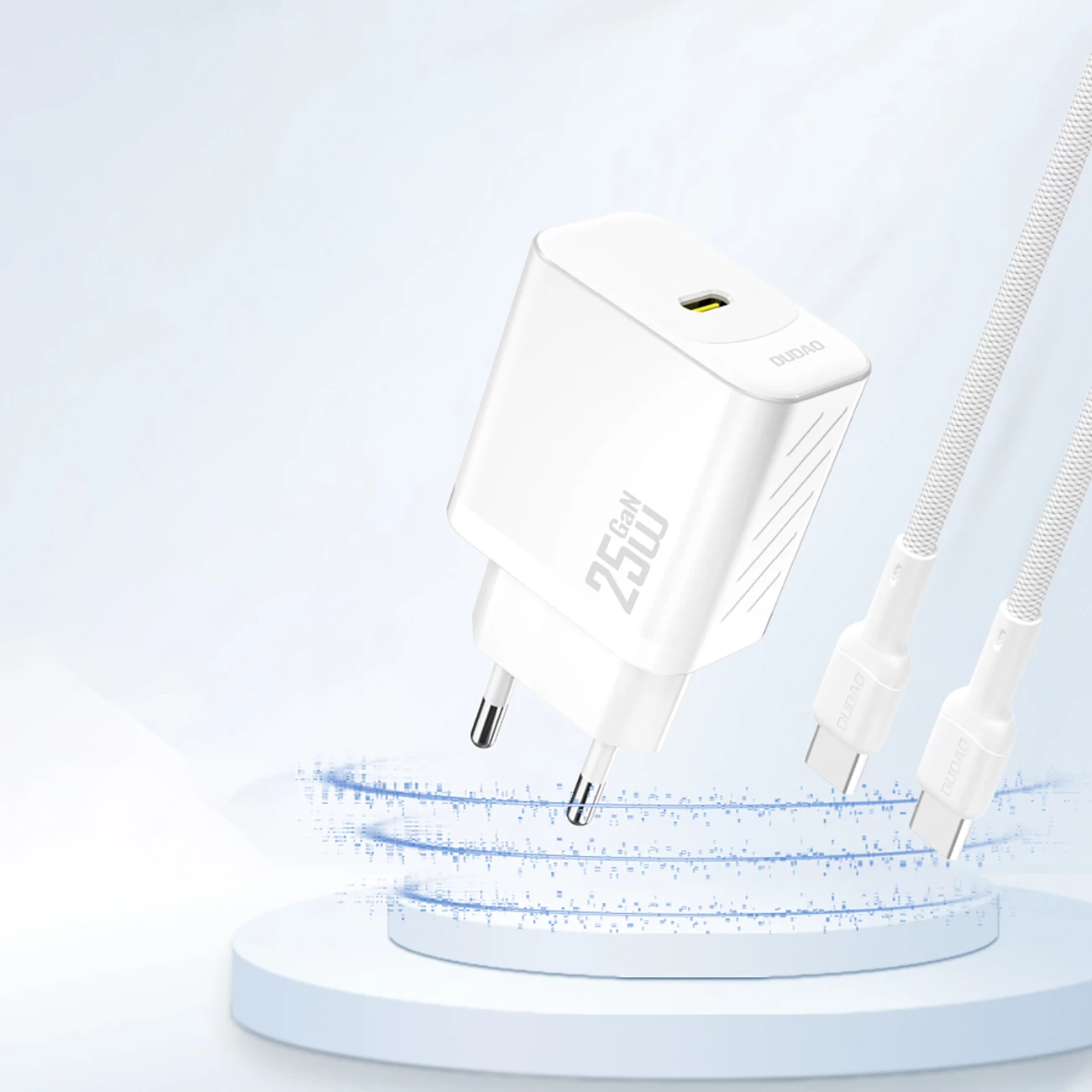 Karikues muri Dudao A27, 25W, GaN, USB-C, Bardhë