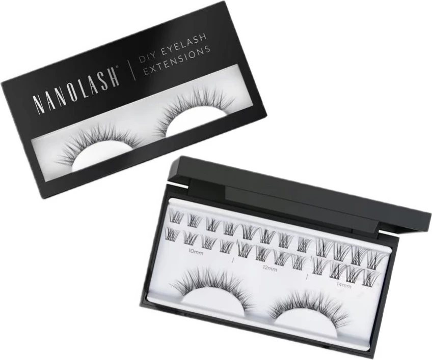 Qerpikë artificialë në tufa për femra Nanolash DIY Classy, 36 copë, të zinj