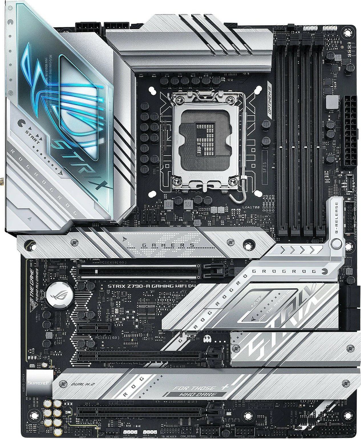 Pllakë amë ASUS ROG STRIX Z790-A GAMING WIFI D4, Intel, LGA 1700, DDR4, 128 GB, argjendtë