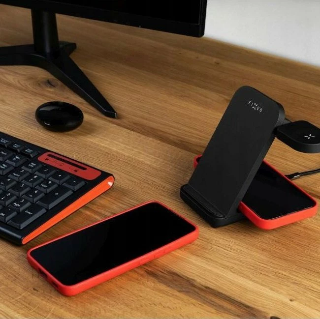 Stacion karikimi pa kabllo Fixed Powerstation FIXPOS-SA-BK 3-në-1 15W USB-C, i zi, set me kabllo