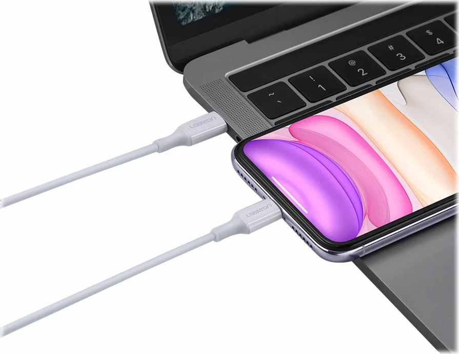 Kabllo Ugreen USB-C në Lightning 1m, e bardhë