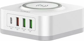 Karikues wireless LDNIO AW004, 32W, 3x USB-A + 1x USB-C, PD/QC, i bardhë