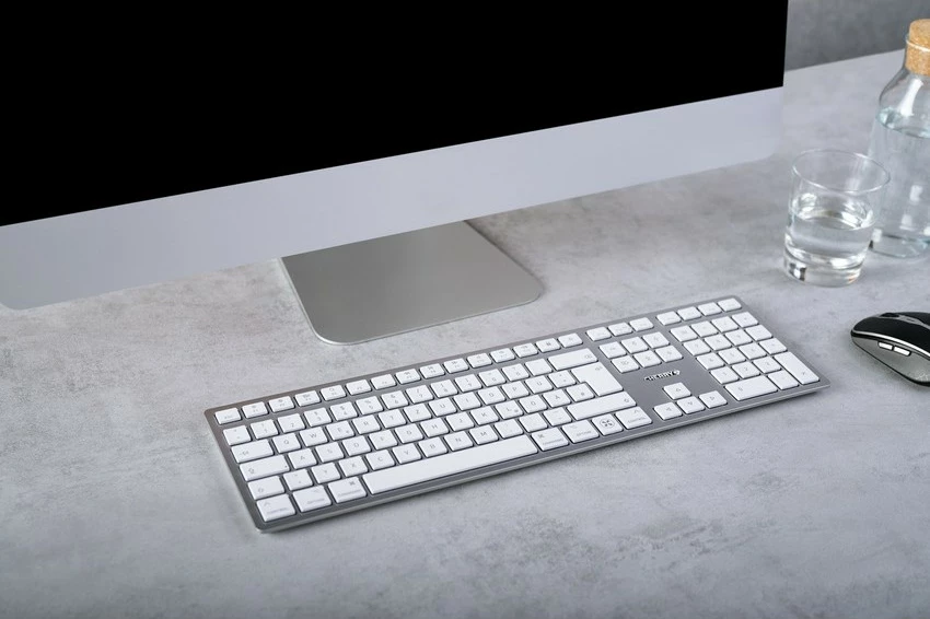 Tastierë Cherry KW 9100 SLIM për Mac, Wired & Wireless, USB + Bluetooth, QWERTZ, Argjendtë