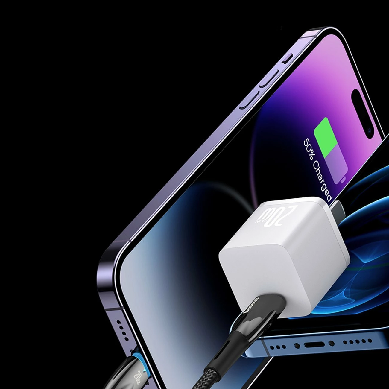Kabllo USB-C në USB-C Baseus Glimmer Series CADH000701 1m PD 100W, e zezë