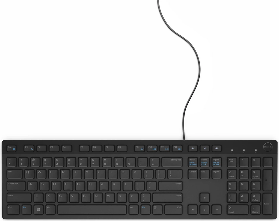 Tastierë, Dell, 580-ADHE, me kabëll, layout gjerman QWERTZ, madhësi e plotë me numpad, e zezë