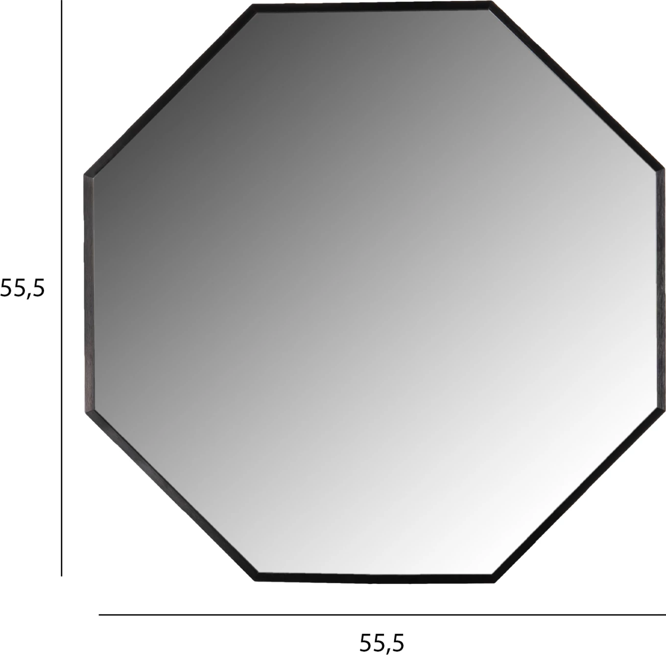 Pasqyrë muri oktagonale, kornizë alumini e zezë, FH9583.01, 55,5x2,5x55,5H cm