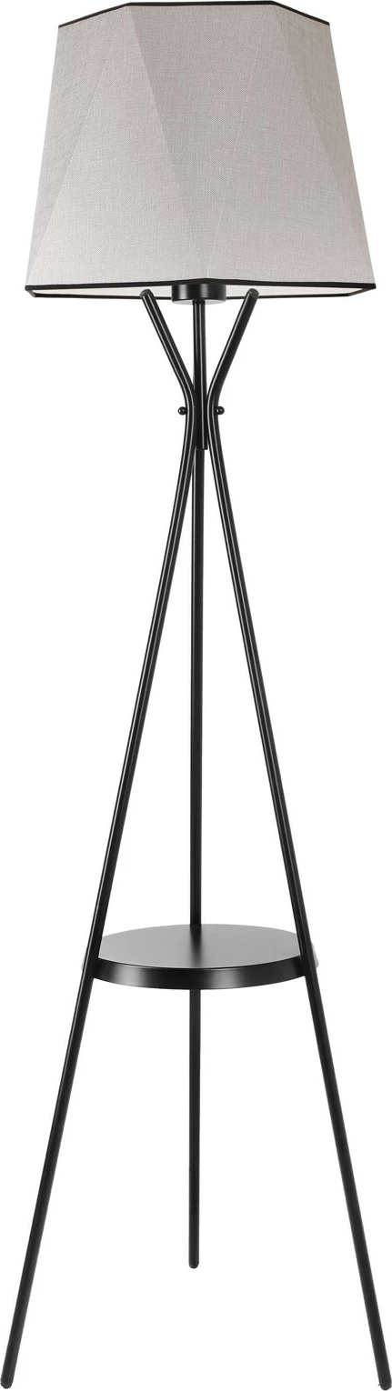 Llambë dyshemeje Opviq, gri, trup metalik, abazhuri gjashtëkëndor, me raft të vogël